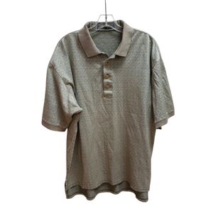 Descente Men's Taupe Polo Shirt Size XL Short Sleeve Geometric Golf